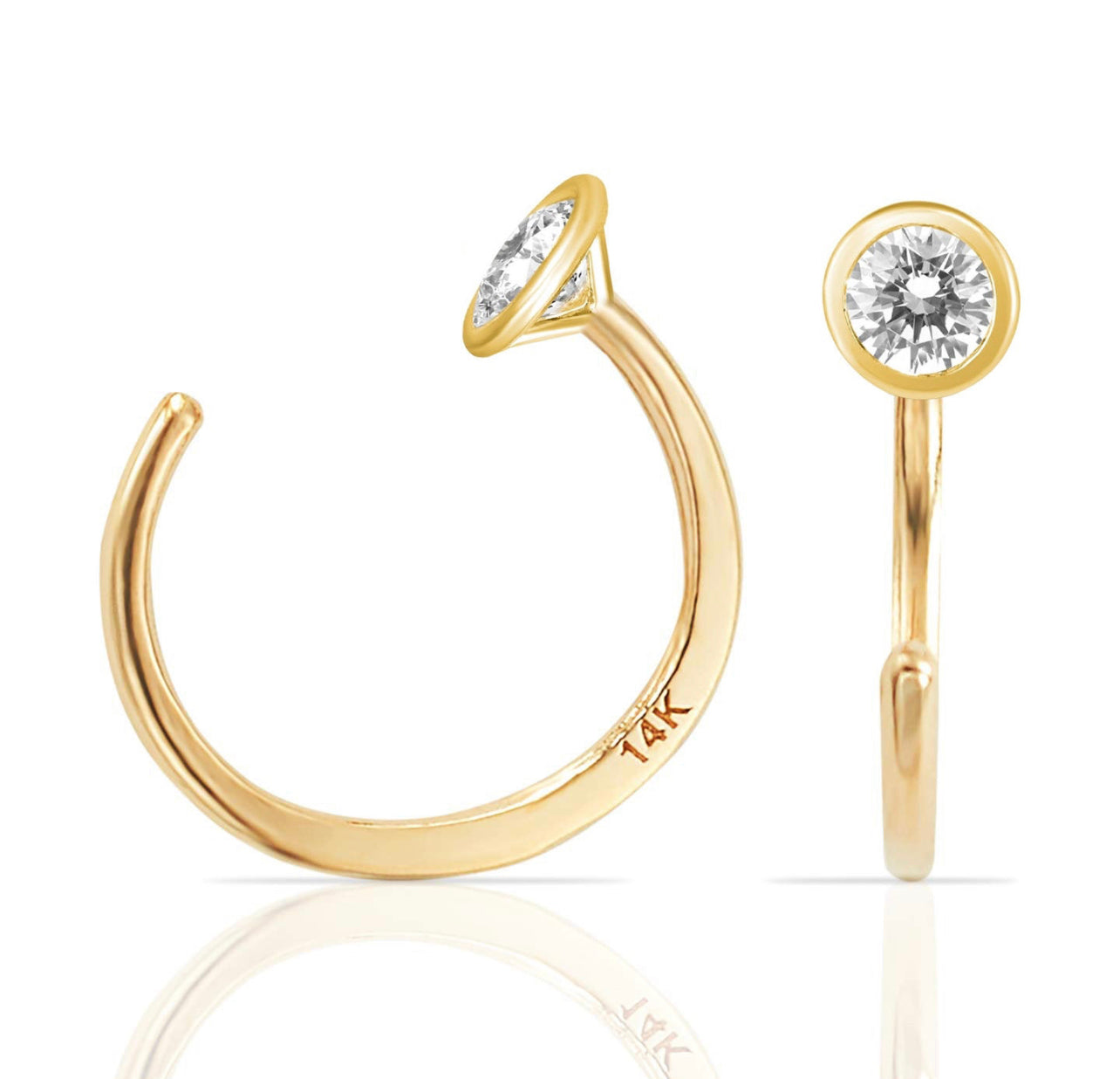 Simple Mini Slip On Huggie Cuff Earrings - Solid 14K Yellow Gold with Pearl - Buy 3 Get 1 Free