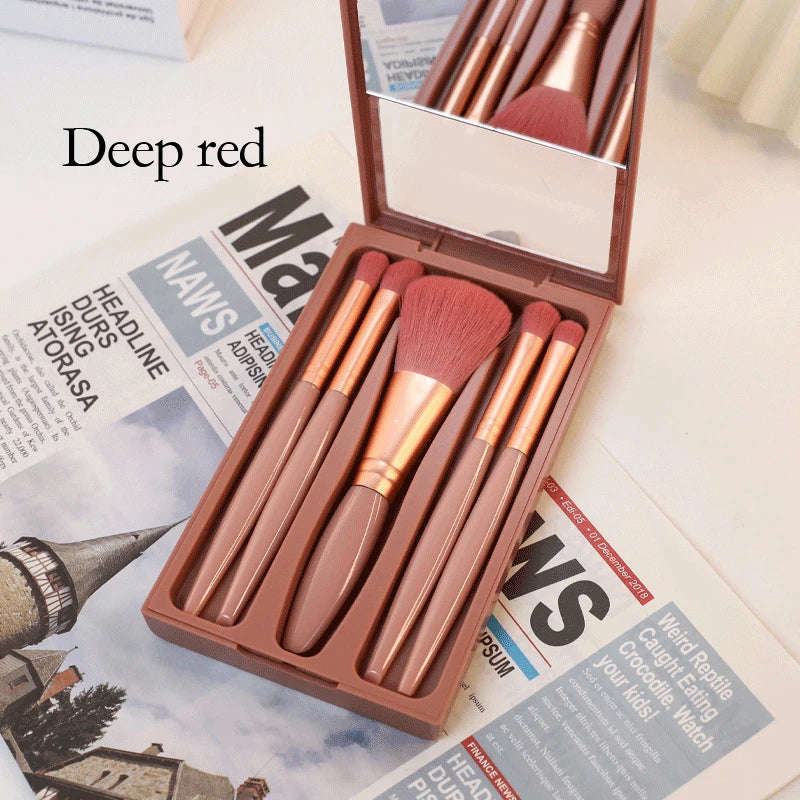 Mini Makeup Brushes Set with Mirror - Soft Fluffy Brushes for Foundation, Powder, Eyeshadow & Kabuki Blending