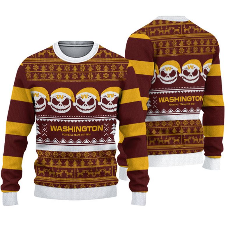 Washington Commanders Crewneck Sweatshirt Jack Skellington