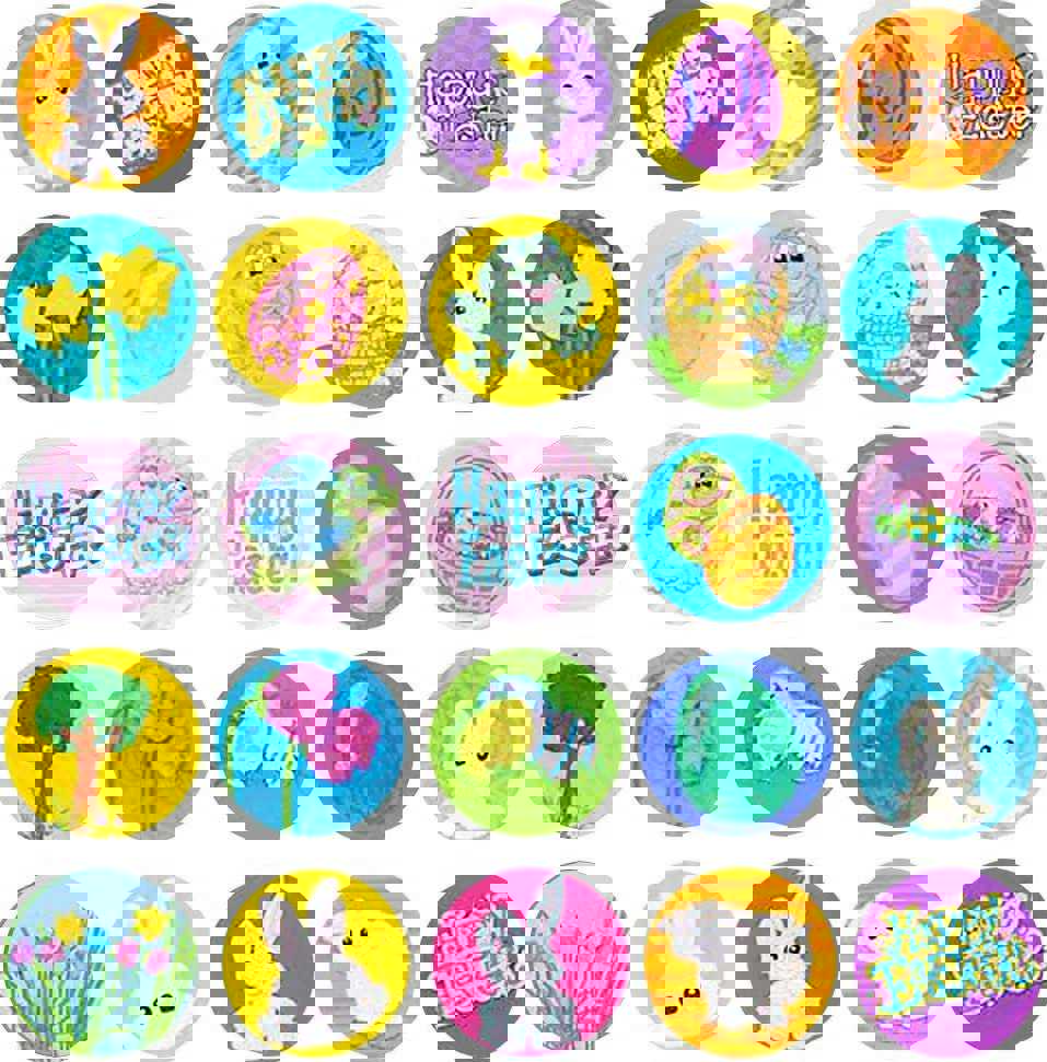 Easter Sticker Roll Assortment - 5 Rolls with 500 Stickers - Vibrant Holiday Decorations