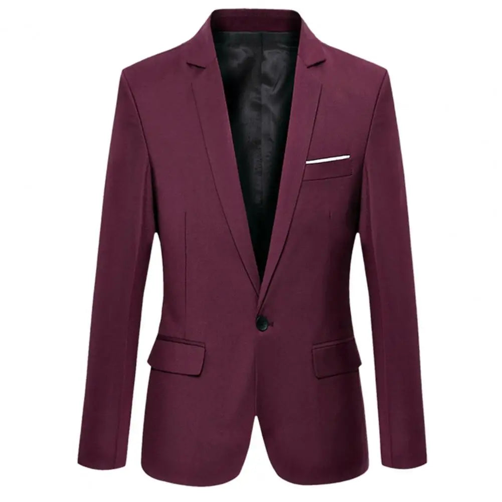Men's Pure Color Coat Jacket Casual Formal Blazer