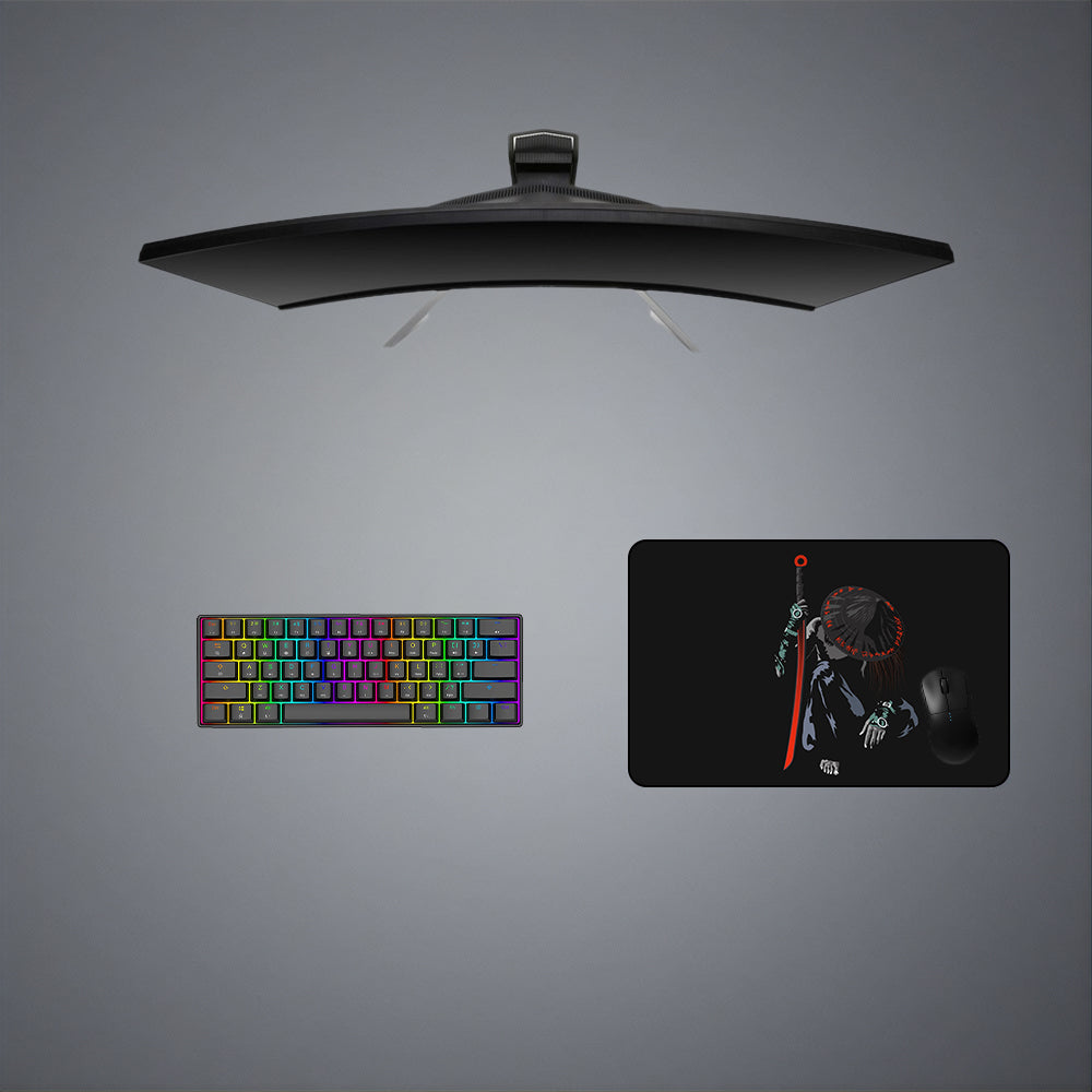 Samurai Kneel Design Gaming Mouse Pad - M-XXL Size for Computer Desk