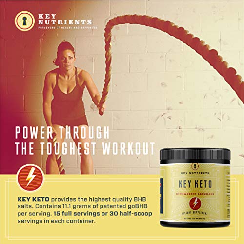 Key Keto Exogenous Ketone Supplement - Strawberry Lemonade (15 Servings) for Instant Ketosis & Energy Boost