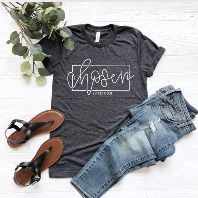 CHOSEN 1 Peter 2:9 Women's Fashion Premium Quality Christian Faith Based Burgundy Red T-Shirt