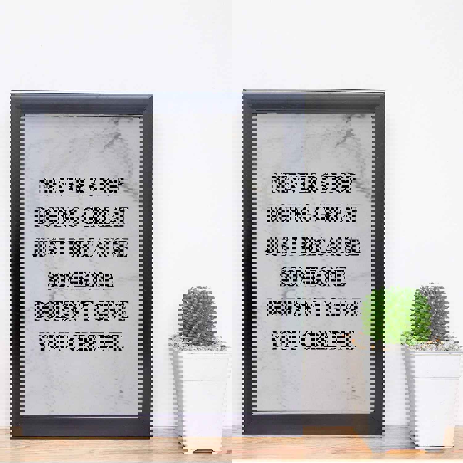 Never Stop Doing Great Motivational Wall Art Sign - 8 x 10 Modern Typographic Poster Print