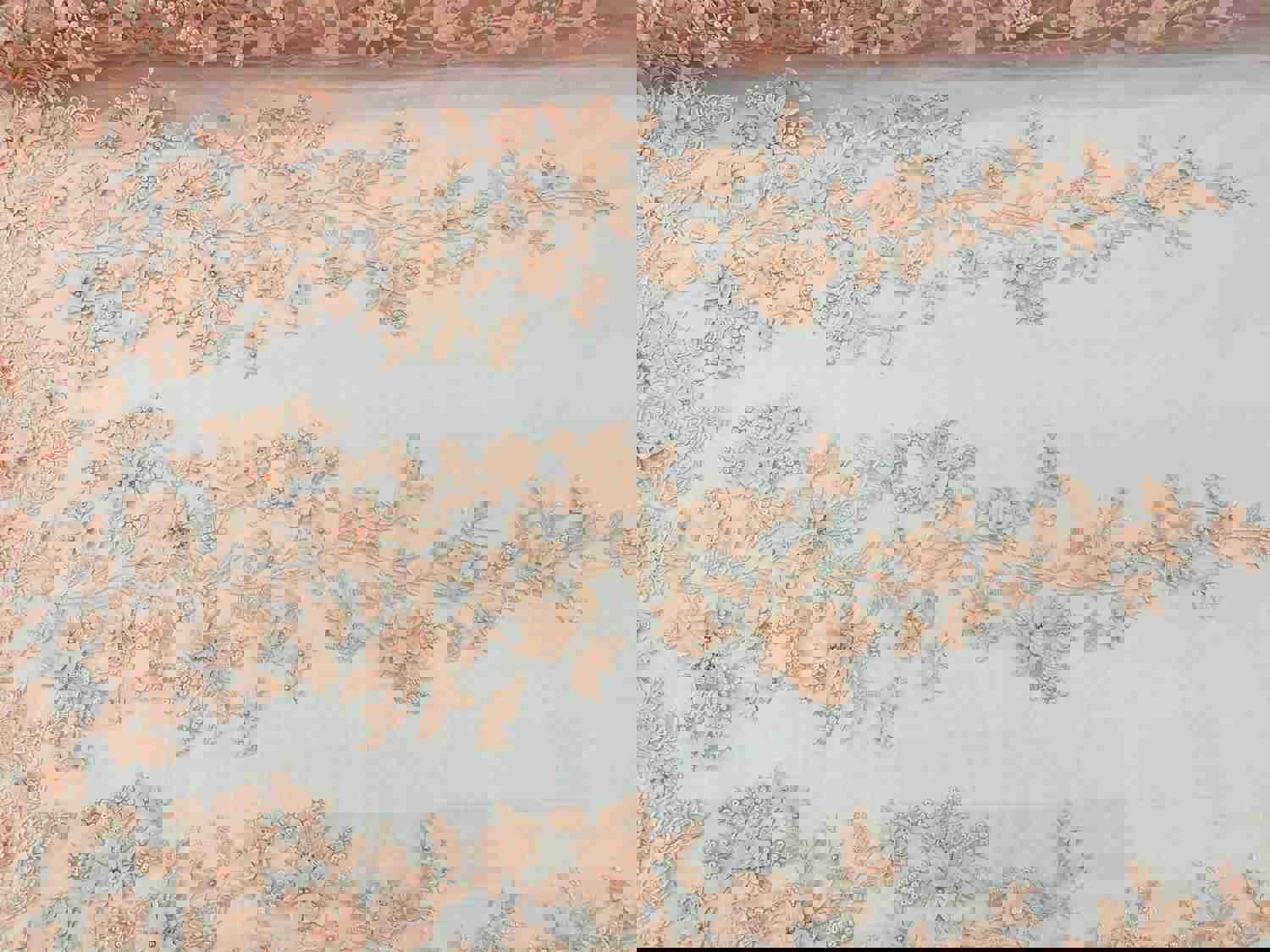 Blush 3D Floral Embroidered Beaded Mesh Lace Fabric for Dresses and Decor