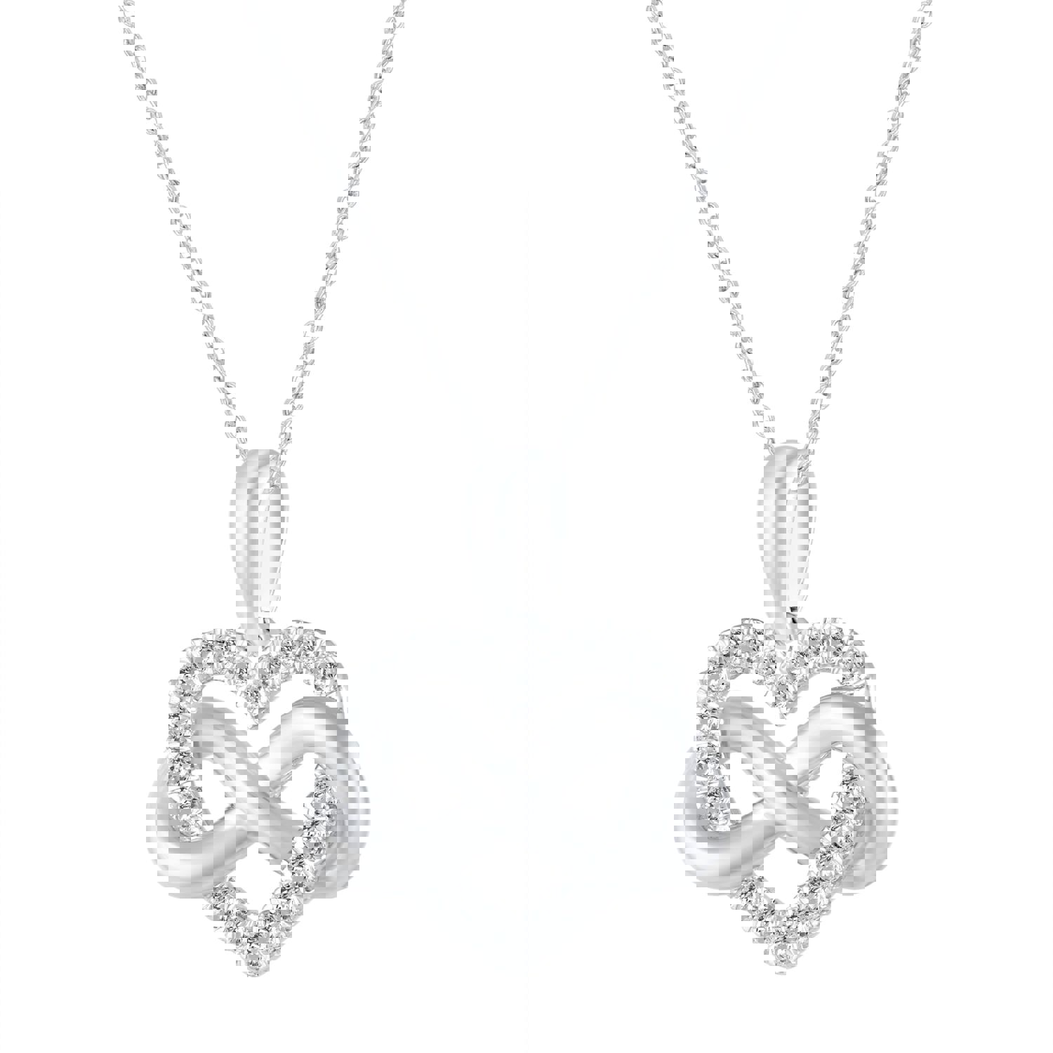 1/6 CT TW (I1-I2 Clarity) Diamond Infinity Heart Love Pendant Necklace in 925 Sterling Silver
