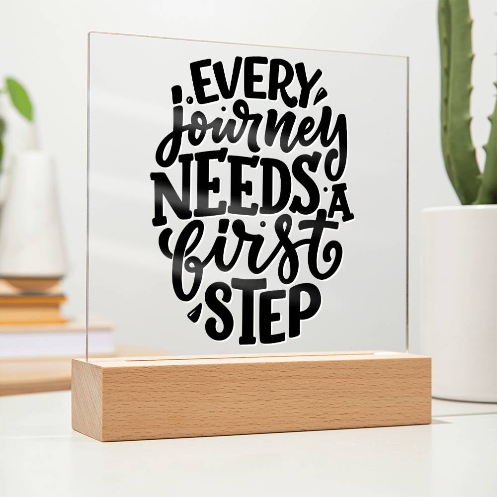 First Steps - Motivational Acrylic with LED Night Light - Inspirational Home Decor - Perfect Gift for Any Occasion