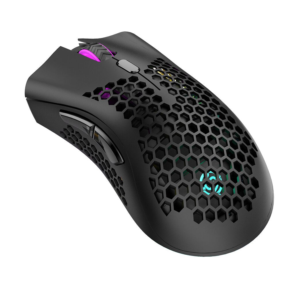 BM600 Wireless Honeycomb Shell Gaming Mouse - 1600DPI, 7 Buttons, RGB Lighting