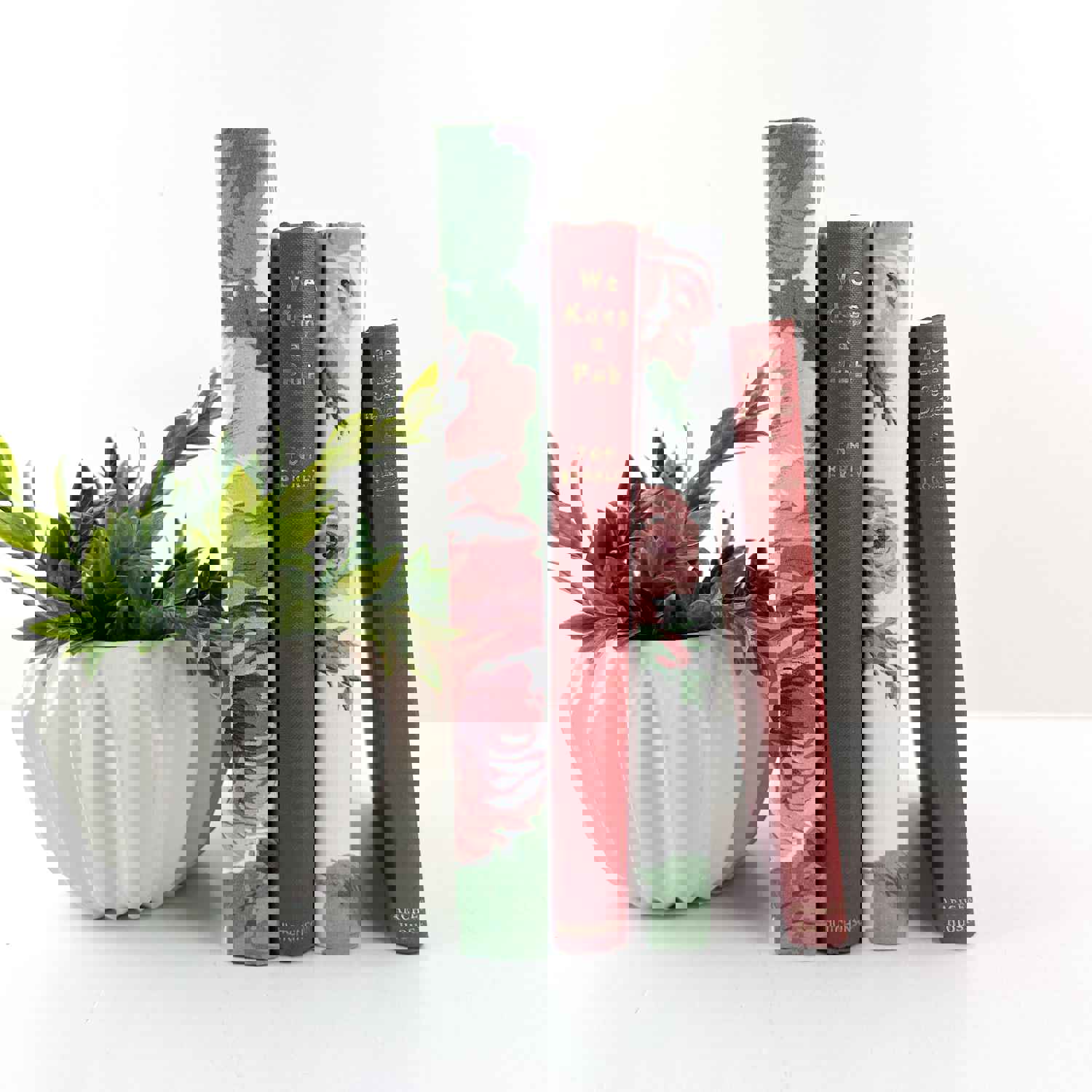 Pink and Red Floral Book Set - Decorative Shelf Accessory