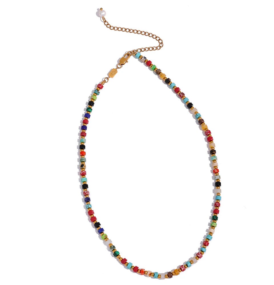 Valentina Natural Stone Necklace - Elegant Gemstone Jewelry with 18K Gold PVD