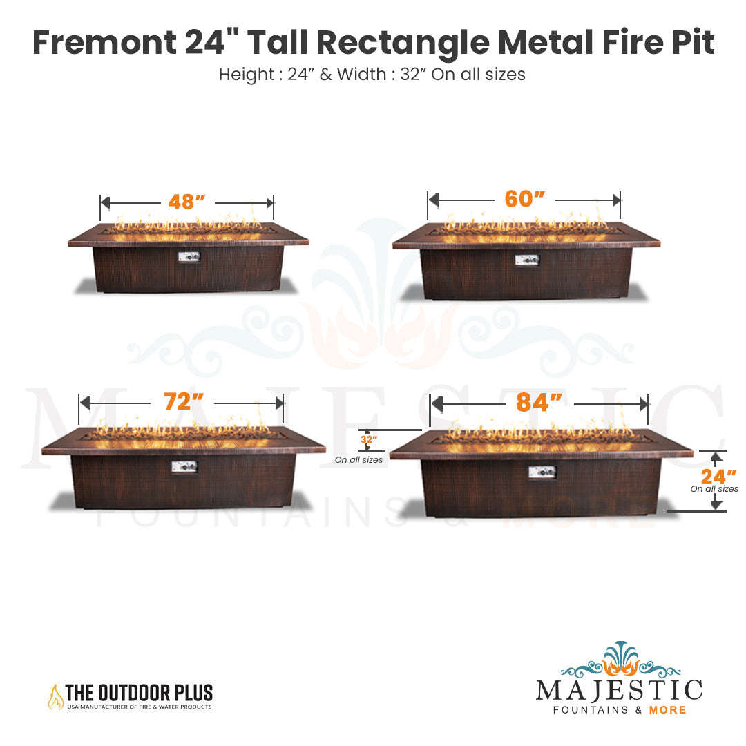 Outdoor Plus Fremont 24 Tall Rectangle Fire Pit with Free Cover