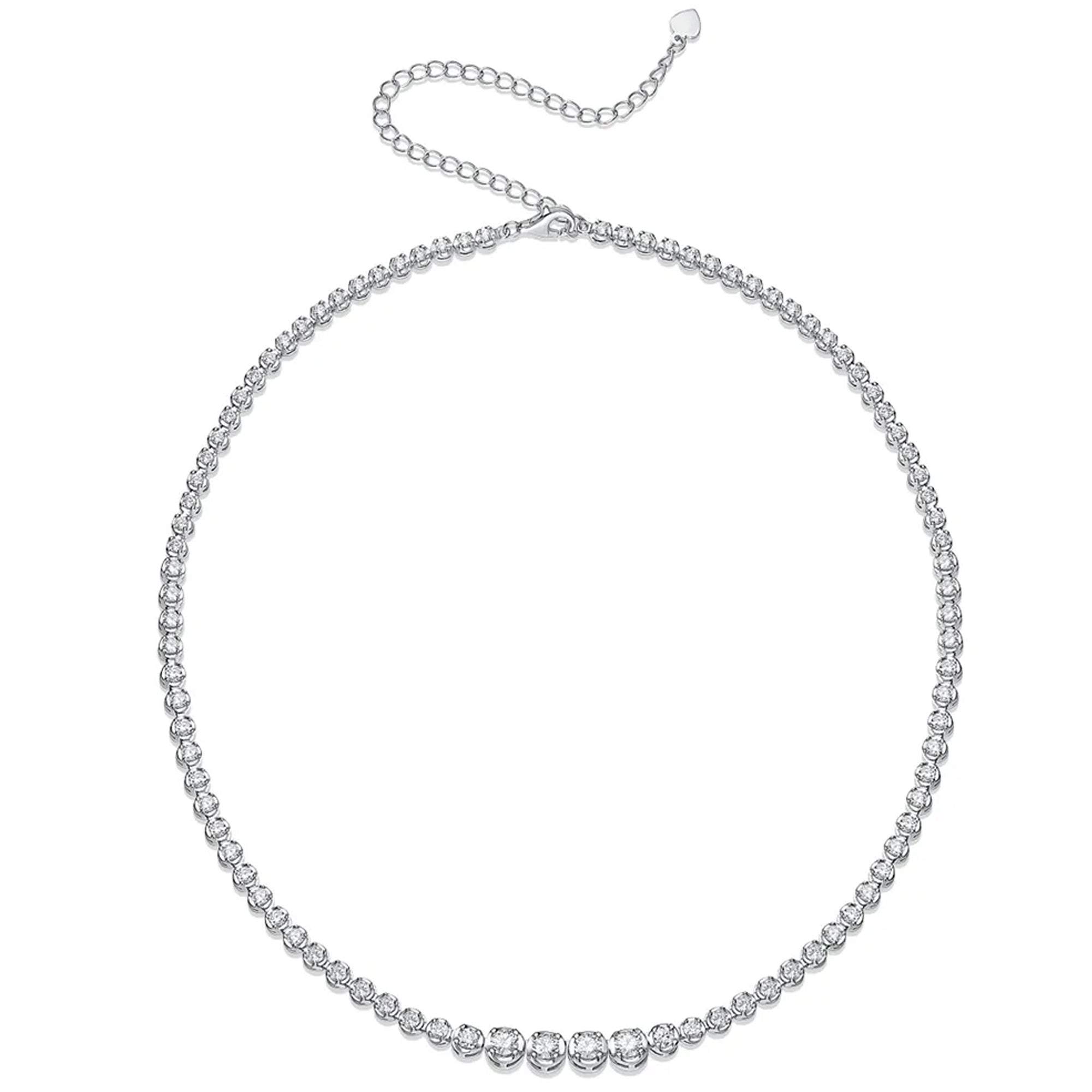 Arctic Elegance Tennis Necklace with Moissanite & CZ Gems