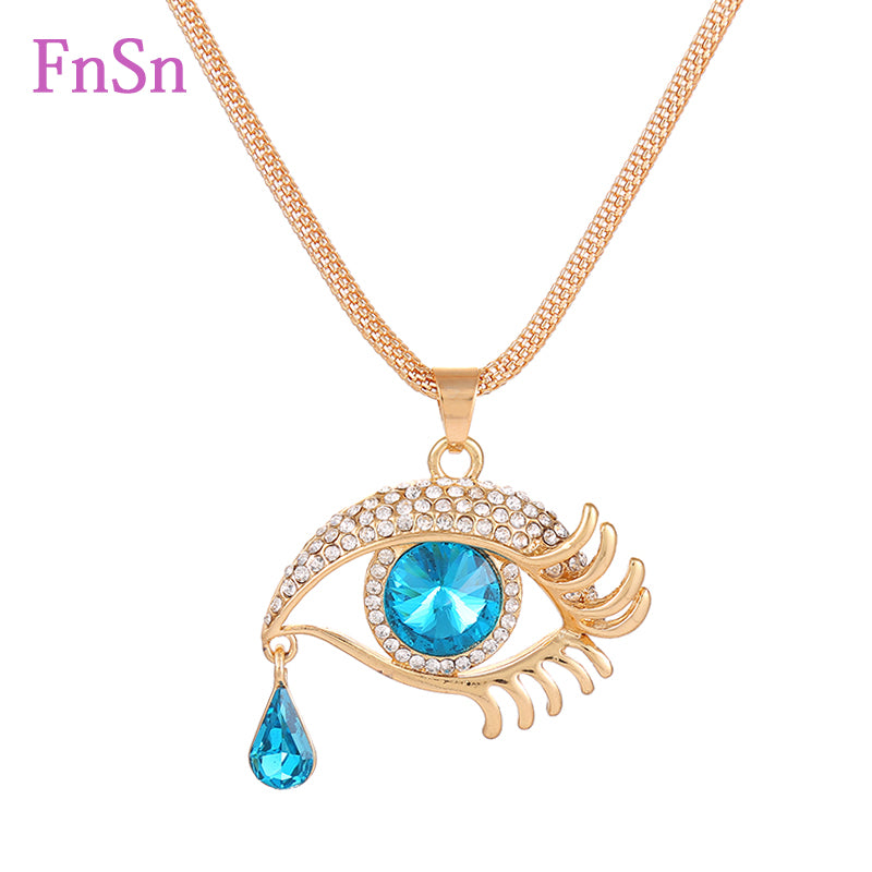Fashion Women's Crystal Pendant Necklace - Gold Plated Zinc Alloy Trendy Jewelry