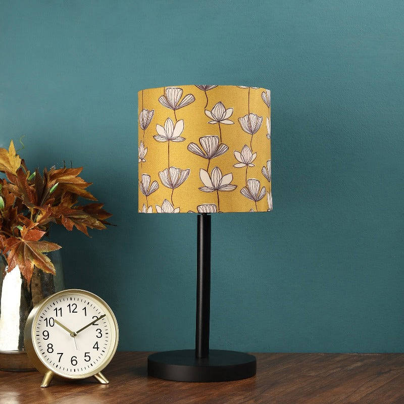 BTR CRAFTS Raven Black Metal Table Lamp with Premium Color Shade (Pack of 2)