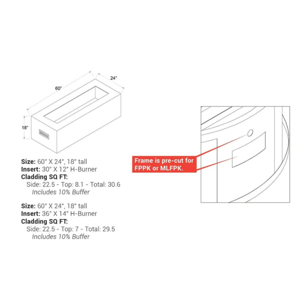 HPC 48 RTF SST Torpedo Rectangle Enclosure Trough Burner Fire Pit Kit