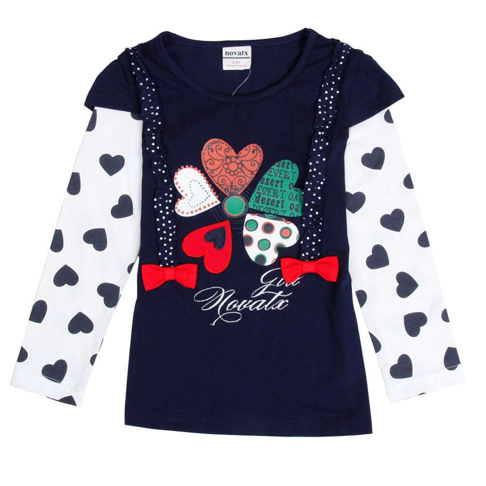 Children Girl T-Shirt - Fashion Nova Print Long Sleeve Casual Tee for Girls