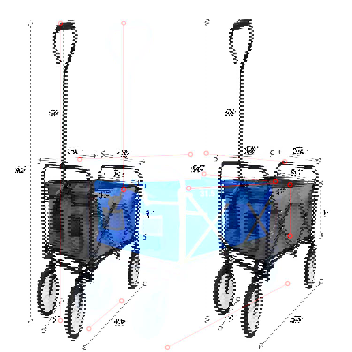 Heavy Duty Folding Outdoor Wagon Cart for Beach, Park, and Camping