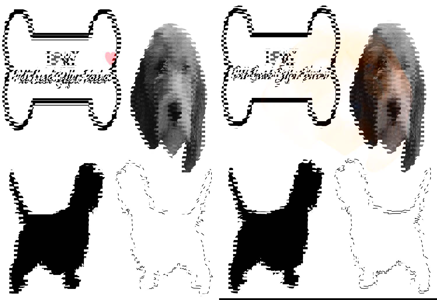 Petits Bassets Griffons Vendeen - Dog Breed Decals (Set of 16) - Custom Sizes Available