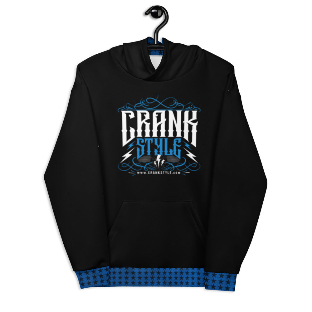 Crank Styles Vintage Black, Blue and White Hoodie