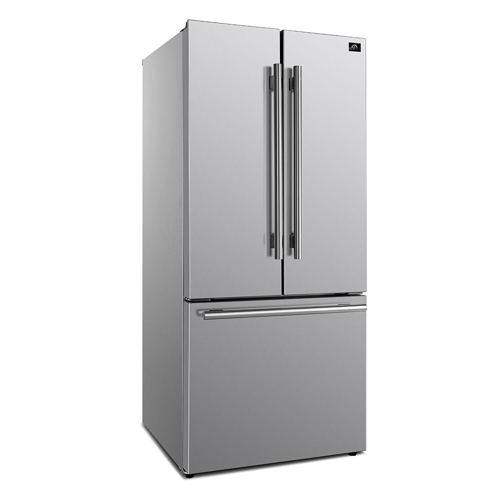 Forno 30-Inch French Door Refrigerator with Ice Maker in Stainless Steel