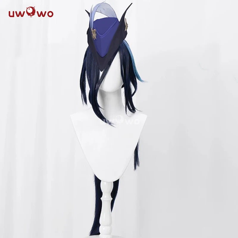 UWOWO Clorinde Cosplay Wig - Genshin Impact Fontaine Long Dark Blue Hair