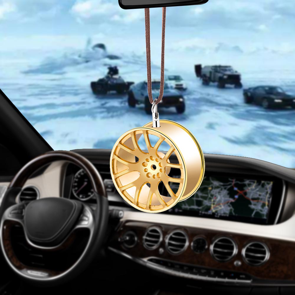 Car Ornament Pendant Metal Wheel Hub Flywheel Hanging Auto Interior Hip-hop Rear View Mirror Decoration