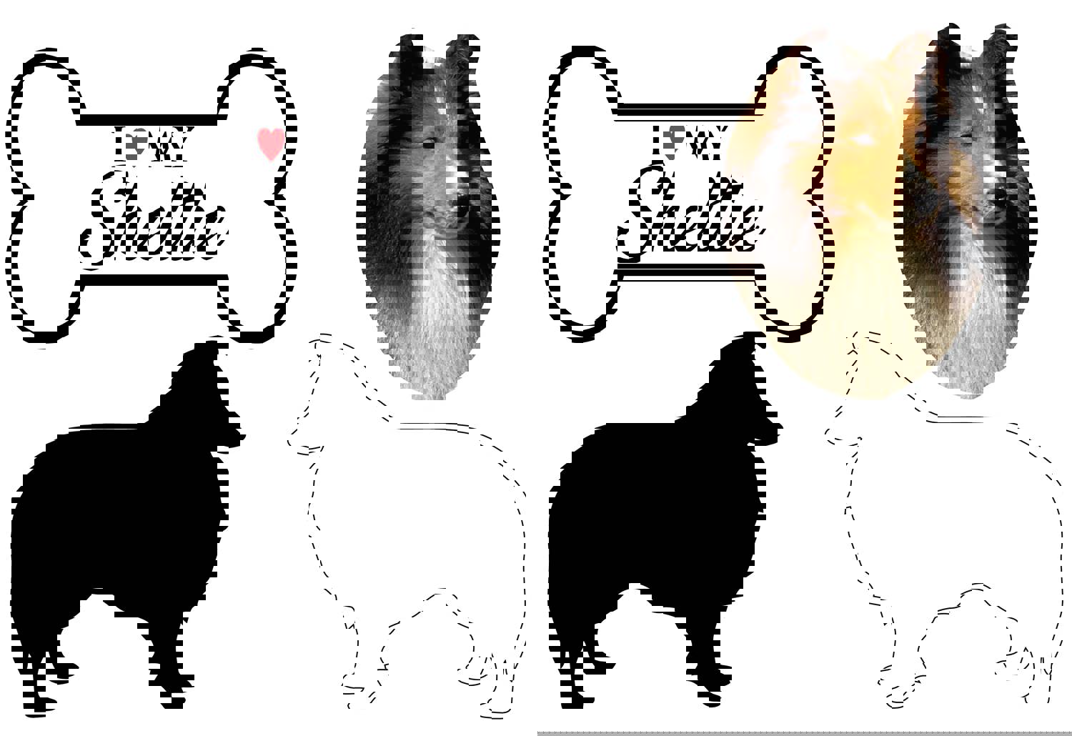 Sheltie - Dog Breed Decals (Set of 16) - Custom Sizes Available