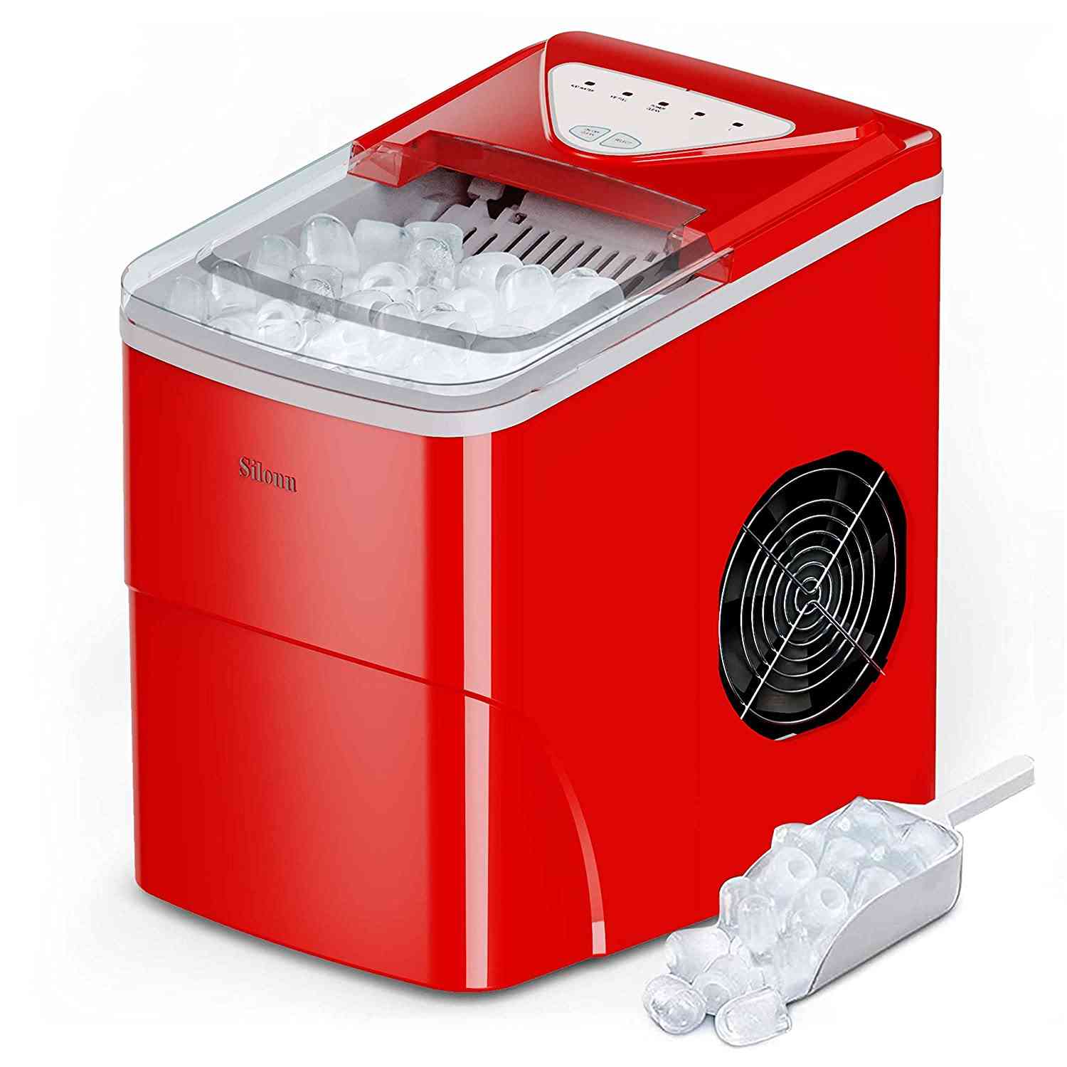 Countertop Ice Maker - 9 Cubes in 6 Mins, 26Lbs/24Hrs, Self-Cleaning with Ice Scoop & Basket