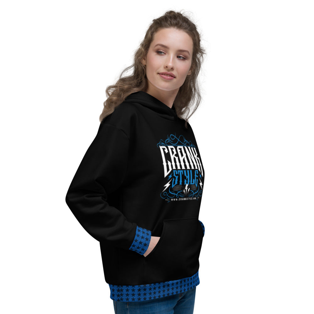 Crank Styles Vintage Black, Blue and White Hoodie