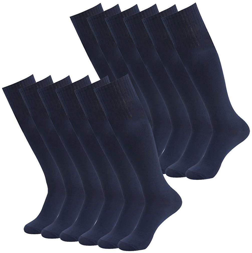 RTZAT Unisex Solid Knee High Soccer Socks - 2,6,12 Pairs Pack