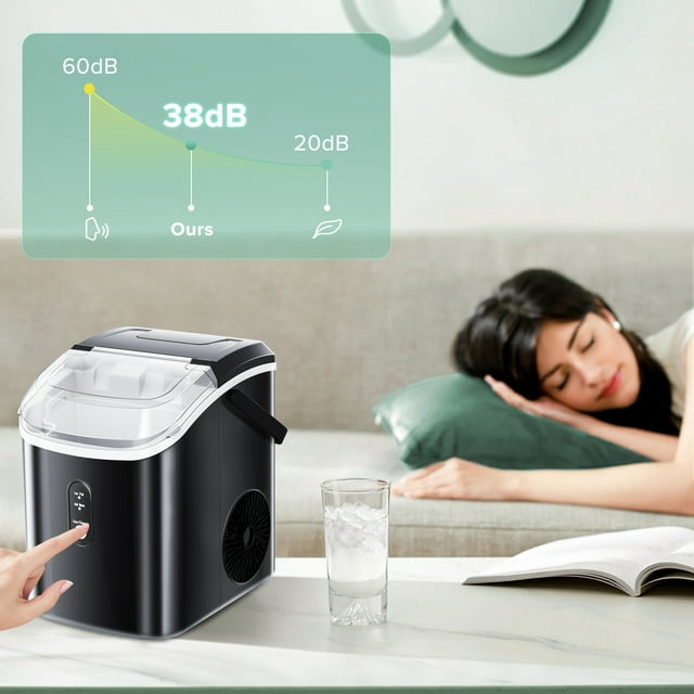 KISSAIR Nugget Ice Maker Countertop - Portable Soft Chewable Pellet Ice Machine, 34lbs/24H, Black