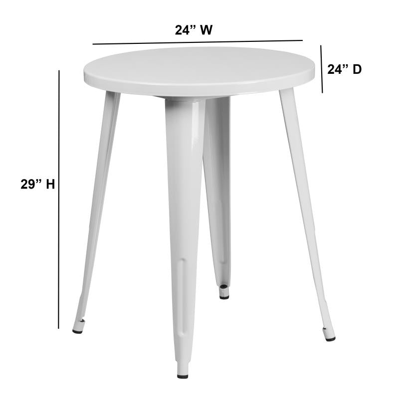 Flash Furniture Webb Commercial Grade 24 Round White Metal Indoor-outdoor Bar Height Table