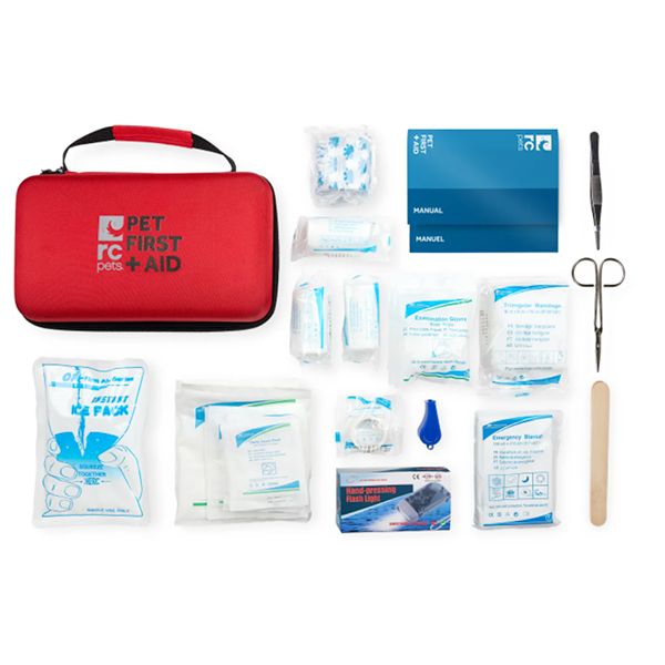 Full Size Pet First Aid Kit with Zip Up Hard Case for Medical and Travel Supplies