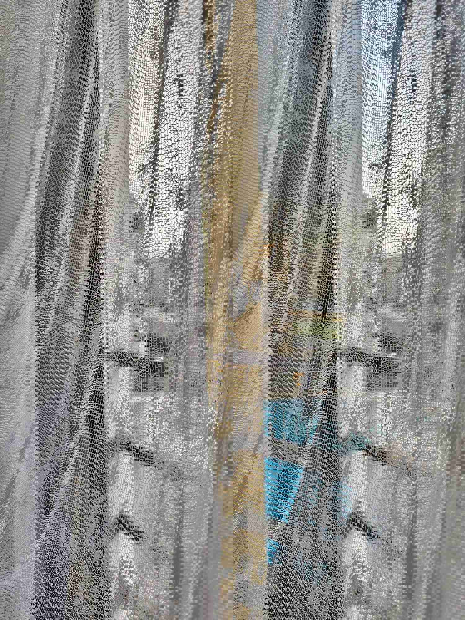 Butterfly Pleated Embroidered White Linen Sheer Curtains