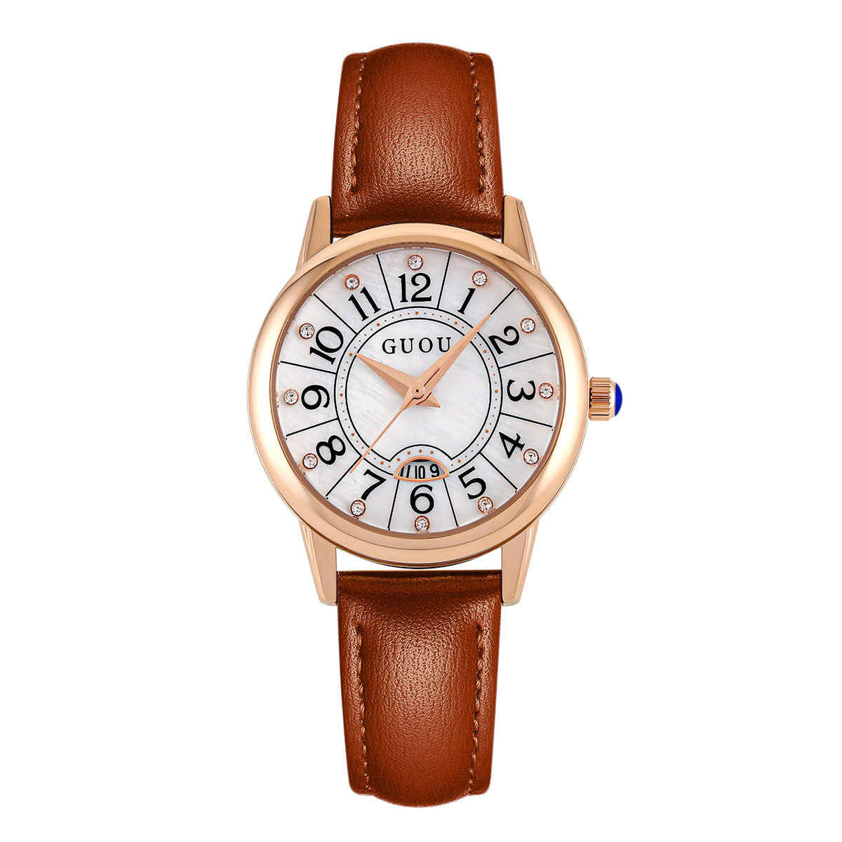 Guou 6044 Women's Fashion Watch - Large Dial, Quartz Movement, Waterproof