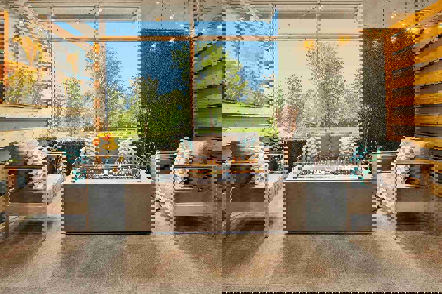 Akoya Outdoor Essentials 60” Rectangular Propane Gas Fire Pit Table in Gray