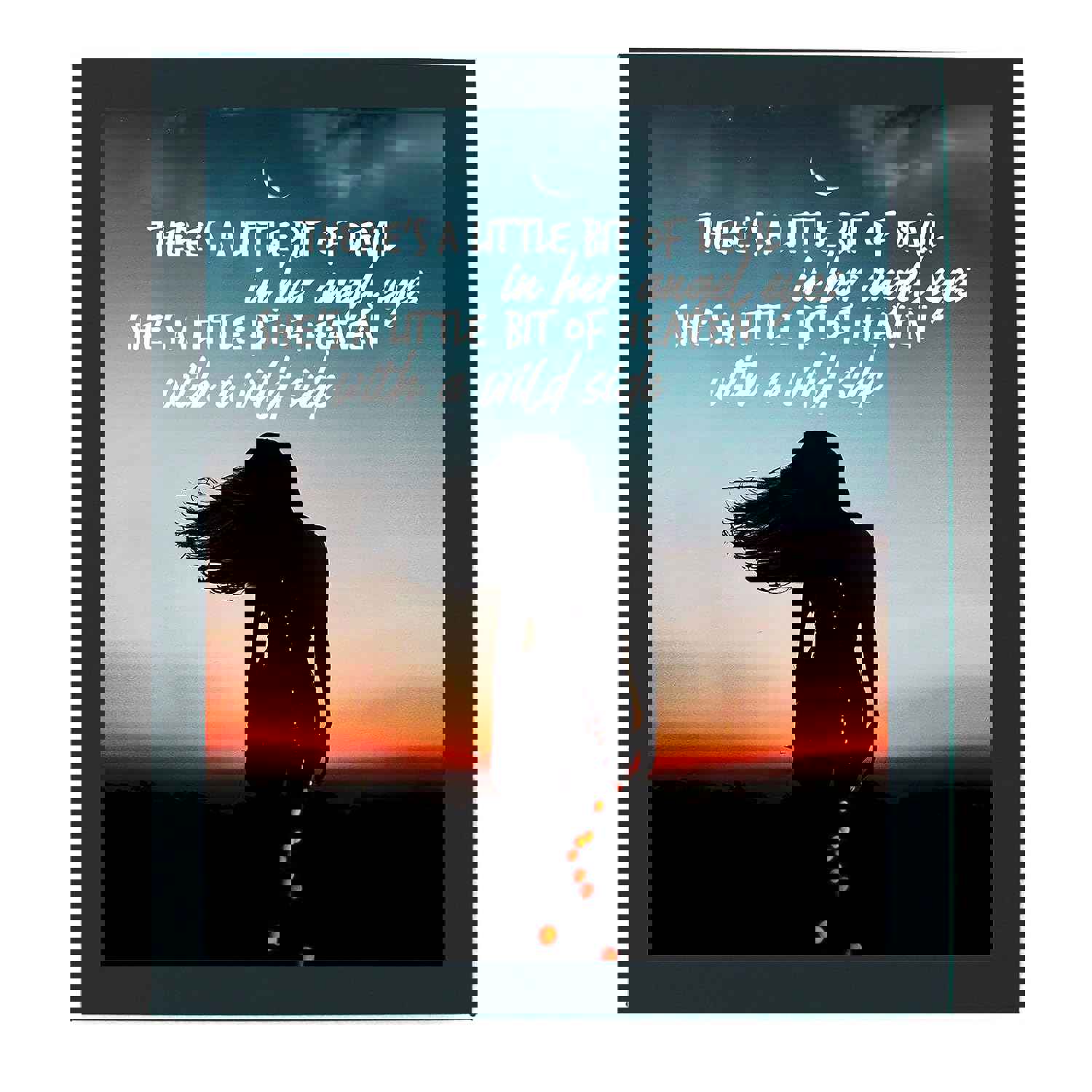 Love & Theft - There's a Little Bit of Devil in Her Angel Eyes Song Lyric Wall Art - 8x10 Typographic Sunset Print - Ready to Frame