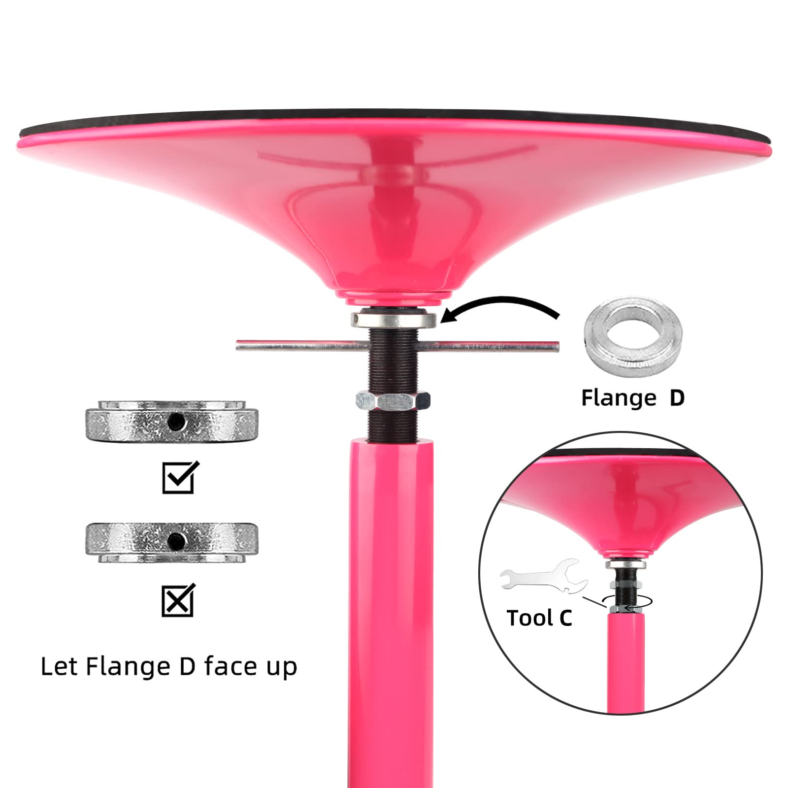 45mm Removable Dance Pole Set - Spinning & Static Fitness Pole for Home, Club, Party (Pink)