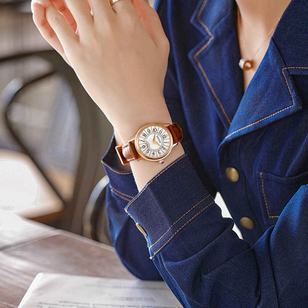 Guou 6044 Women's Fashion Watch - Large Dial, Quartz Movement, Waterproof