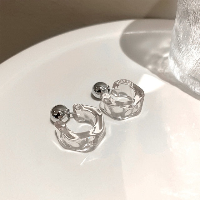 Acrylic Hoop Earrings for Women - Fashionable Retro Twist Stud Earrings