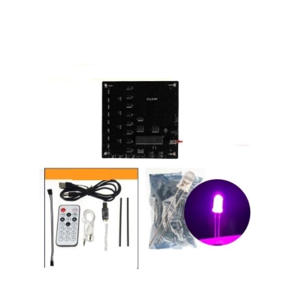 8x8x8 Cube 3D Light Square Blue LED Electronic DIY Kit with Welded PCB Board + Bright Pink Round Lamp