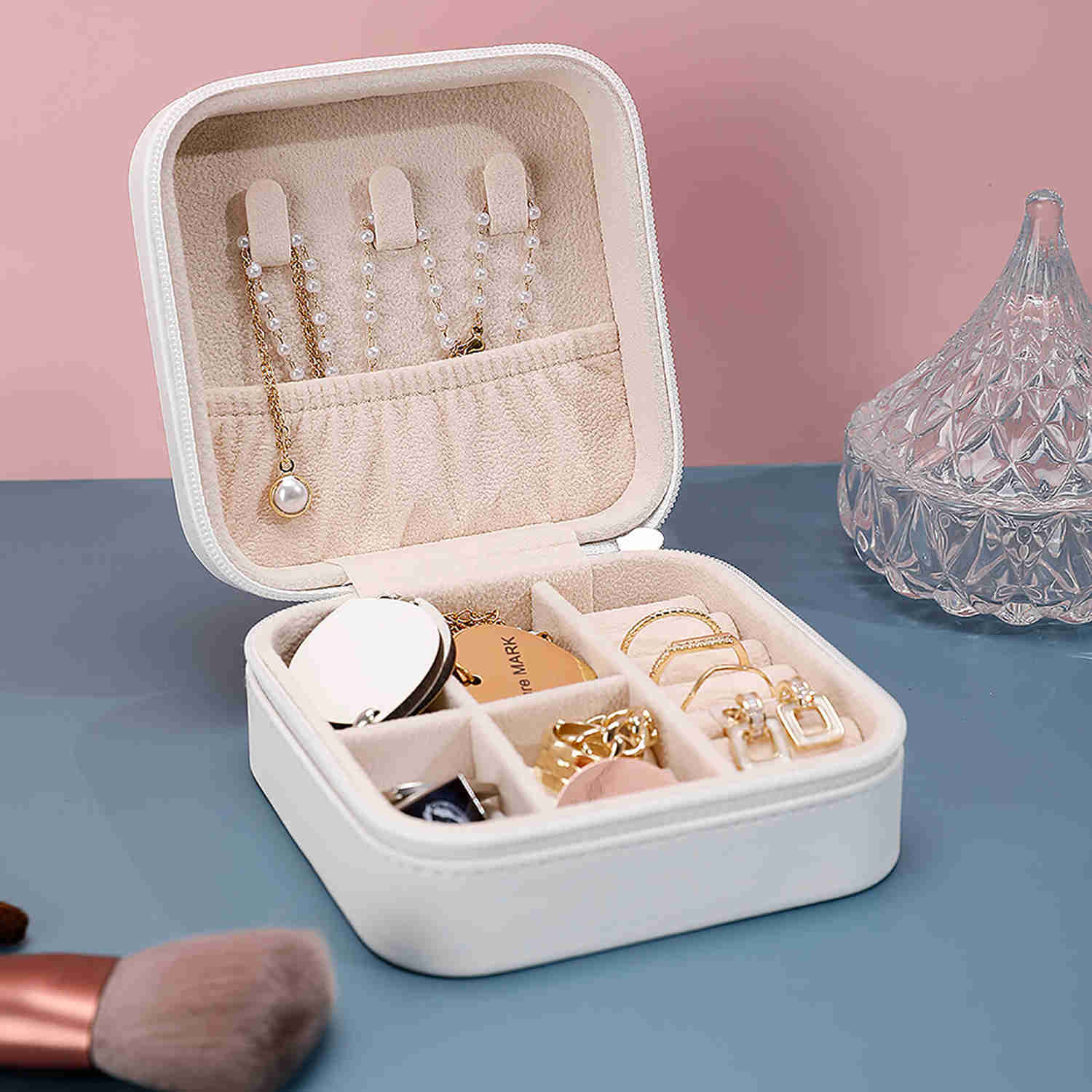 Custom Name Butterfly Wedding Bridesmaid Jewelry Box - Personalized Travel Makeup Storage