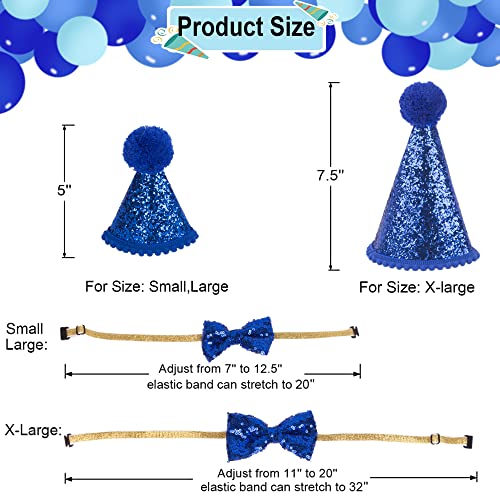 ADOGGYGO Dog Birthday Party Supplies Set - Bandana, Hat & Bowtie for Large/X-Large Dogs (Blue)