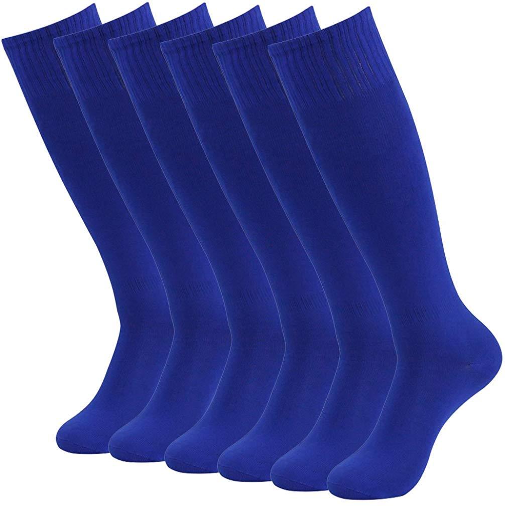 RTZAT Unisex Solid Knee High Soccer Socks - 2,6,12 Pairs Pack
