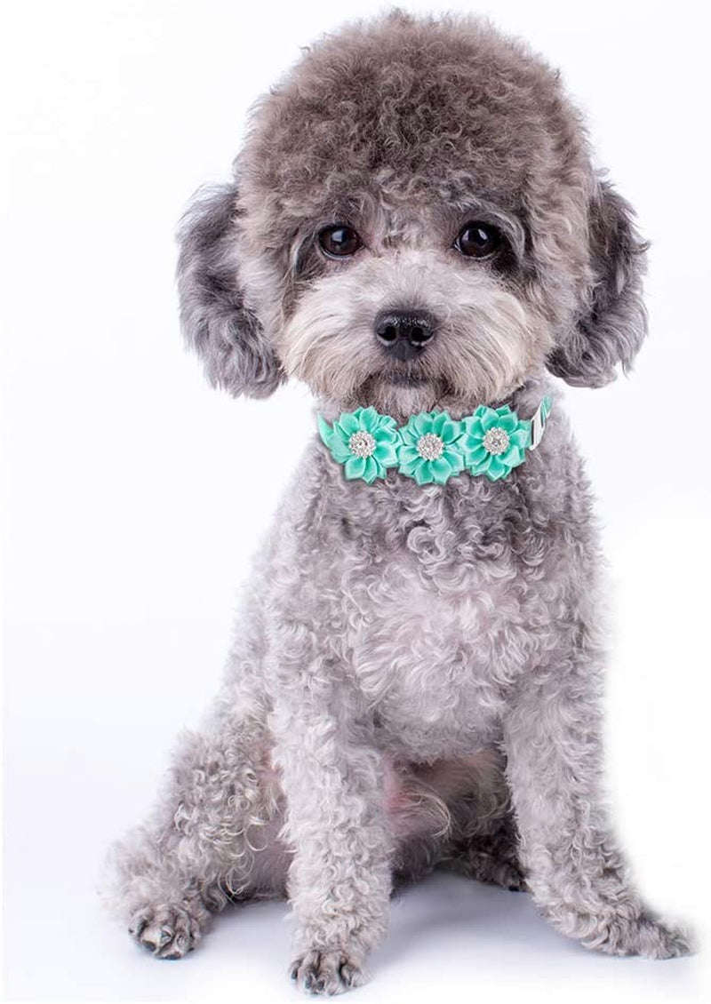 Masue Pets 15Pcs/Pack Dog Bow Tie Collar with Rhinestone Flower Accessories for Small Dogs and Cats