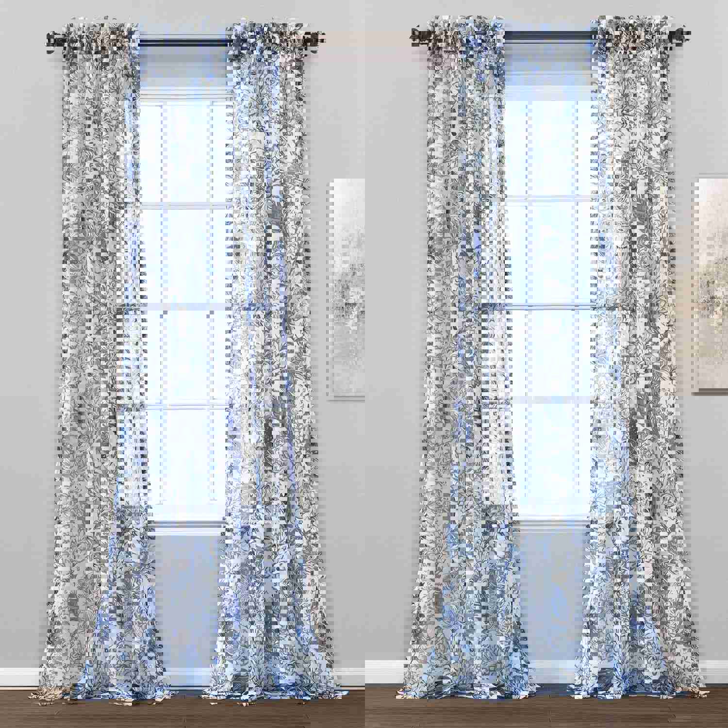 Cynthia Jacobean Sheer Window Curtain Panel Set