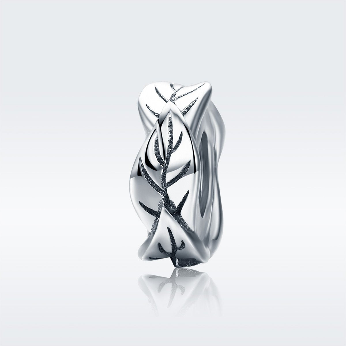 Sterling 925 Silver Leaf Circle Bead Pendant for Pandora & European Charm Bracelets