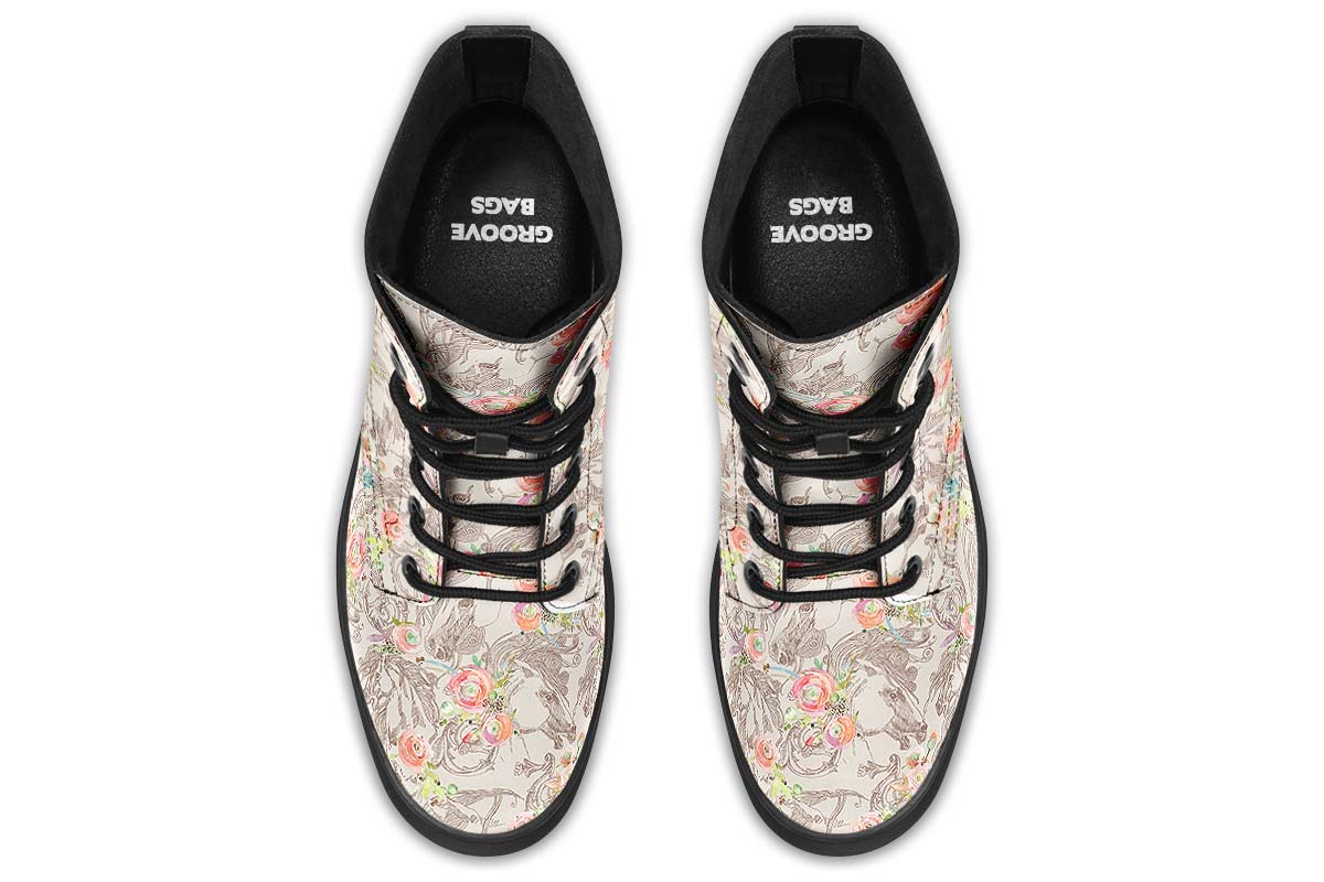 Floral Horse Boots - Custom Printed Vegan Boots with Memory Foam