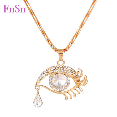 Fashion Women's Crystal Pendant Necklace - Gold Plated Zinc Alloy Trendy Jewelry